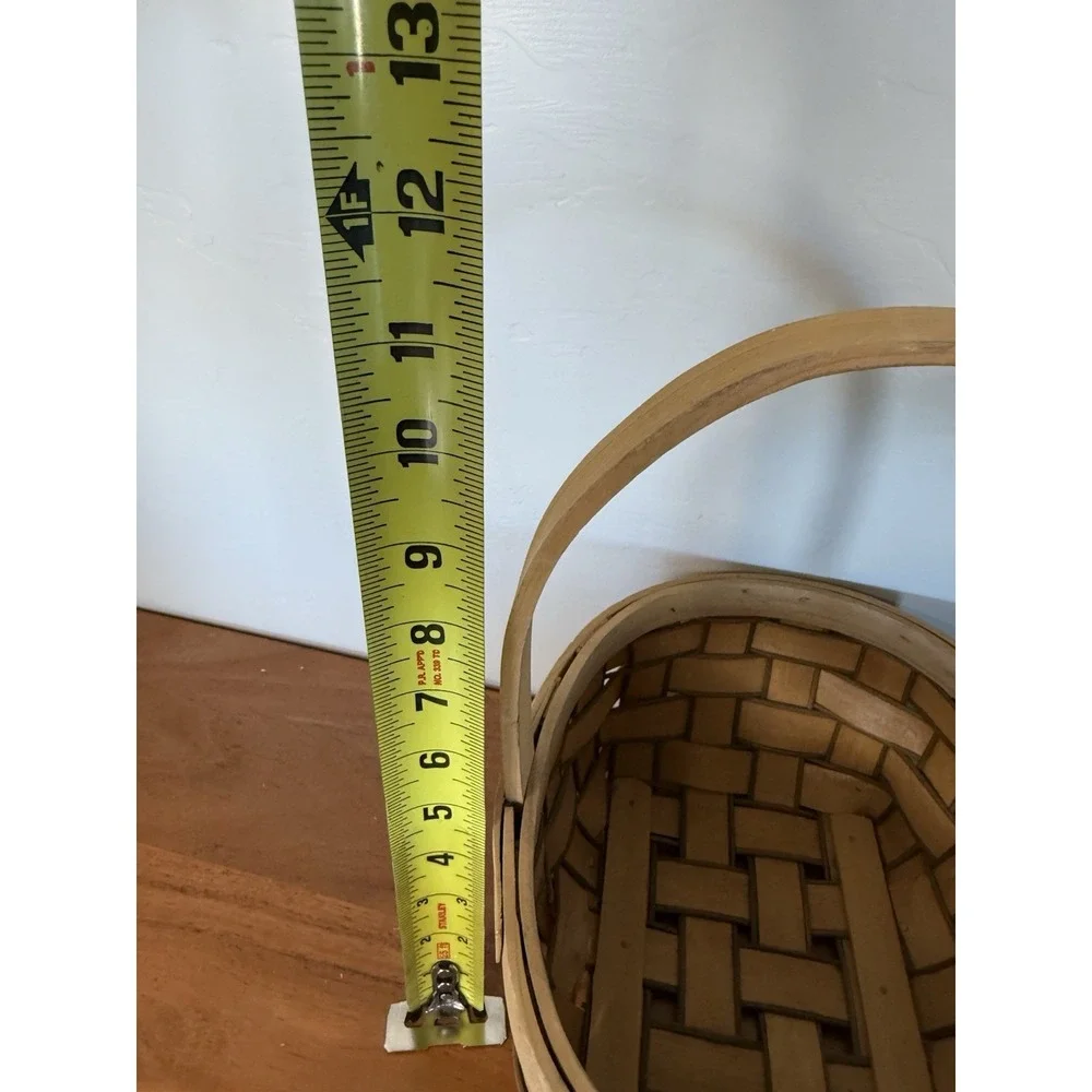 WICKER BASKET Brown Woven OVAL PICNIC TOTE CONTAINER with handle 12 x 9 x 7